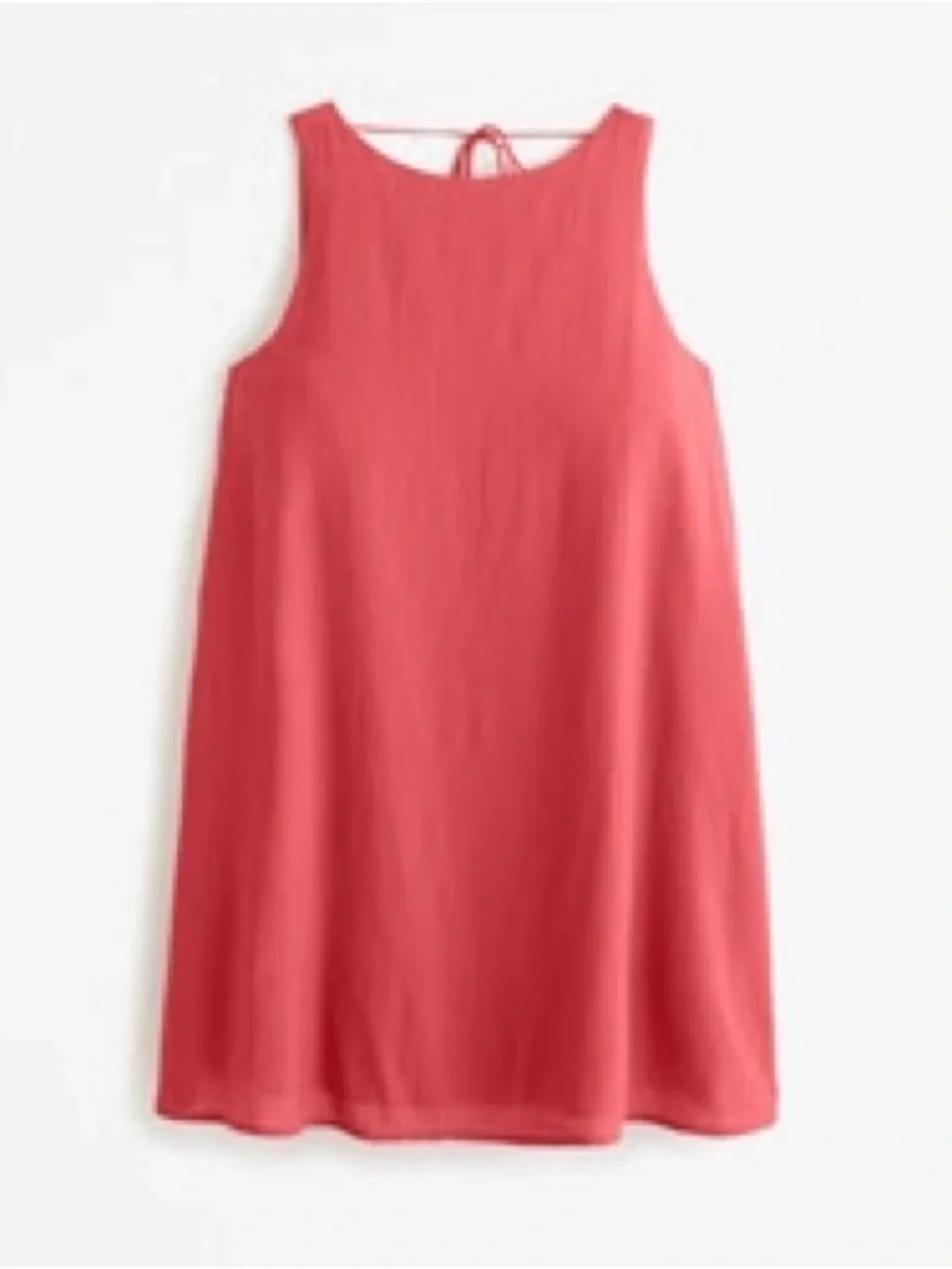Abercrombie & Fitch NWT Red Linen Blend Open Back Trapeze Mini Dress L Tall - Picture 2 of 5